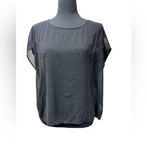 a.n.a chic Black Gold Studded Sheer Boho Goth Style Top size M